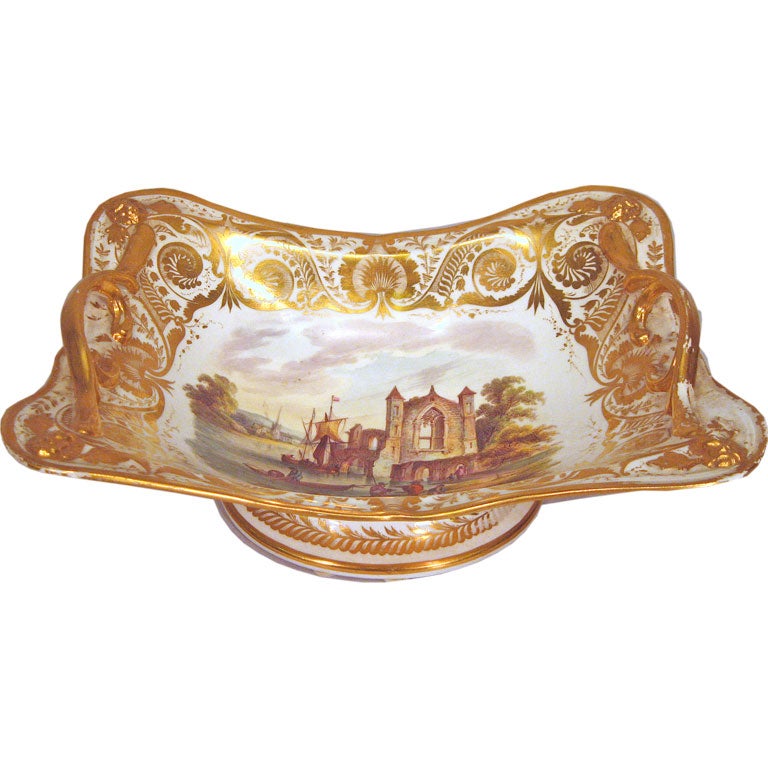 Fine Derby Porcelain Centerpiece with Landscape Scene, c. 1815