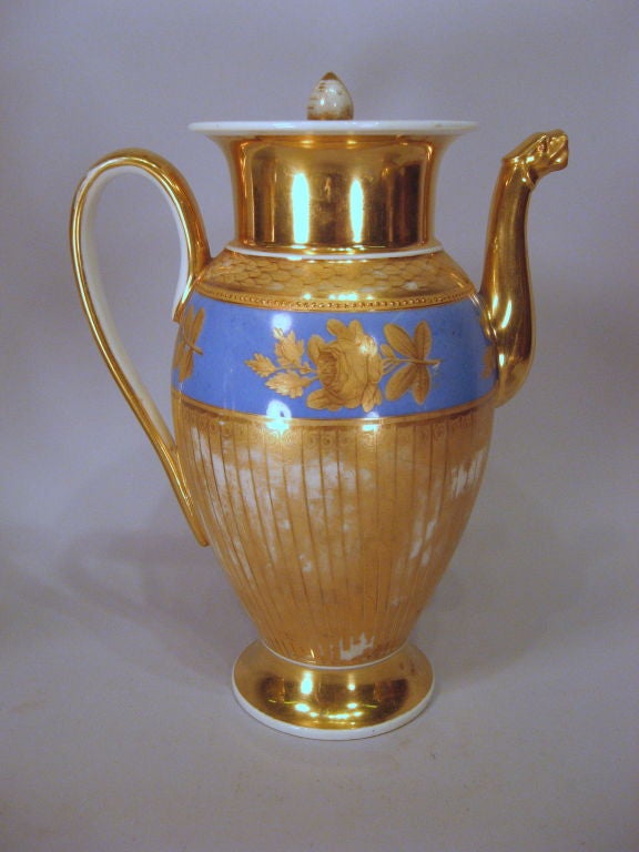 French Paris Porcelain 3-Piece Tea & Coffee Service, France c. 1840