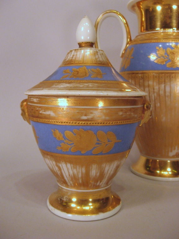 19th Century Paris Porcelain 3-Piece Tea & Coffee Service, France c. 1840