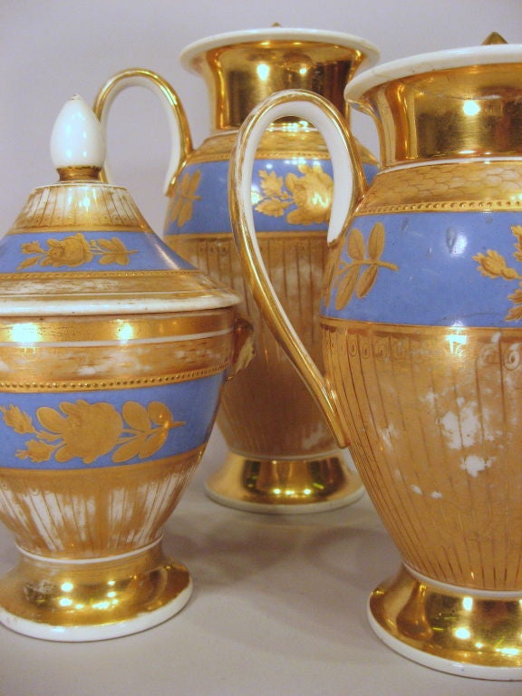 Paris Porcelain 3-Piece Tea & Coffee Service, France c. 1840 2