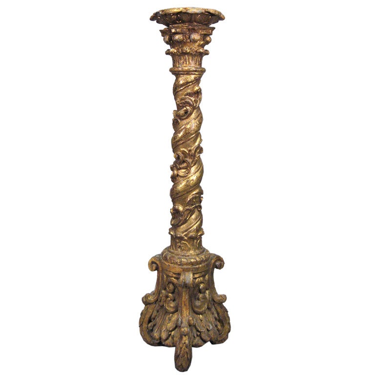 Italian Gilt-wood Pedestal in Rococo taste, Italy c. 1750 For Sale