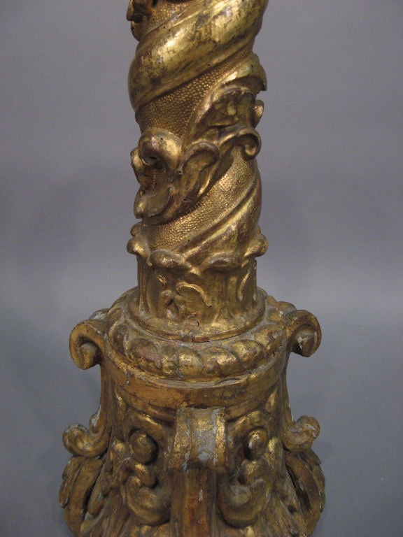 18th Century and Earlier Italian Gilt-wood Pedestal in Rococo taste, Italy c. 1750 For Sale