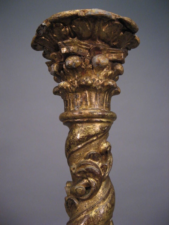 Italian Gilt-wood Pedestal in Rococo taste, Italy c. 1750 For Sale 3