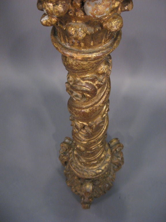Italian Gilt-wood Pedestal in Rococo taste, Italy c. 1750 For Sale 2