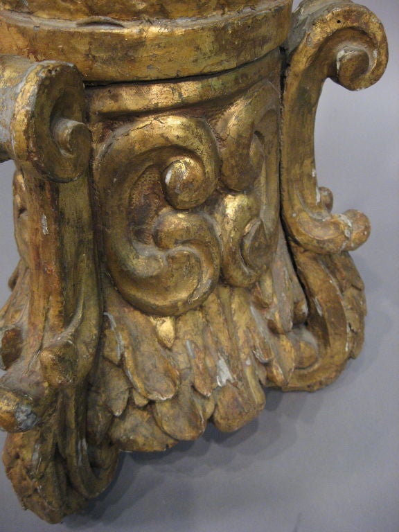 Italian Gilt-wood Pedestal in Rococo taste, Italy c. 1750 For Sale 4