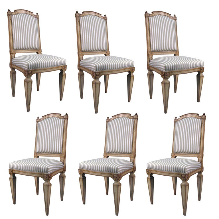 Set Of 8 Neoclical Painted Dining Chairs Italy C 1790 For A Fine Set Of 8 Italian Dining Chairs In The Neoclical Taste Dating From