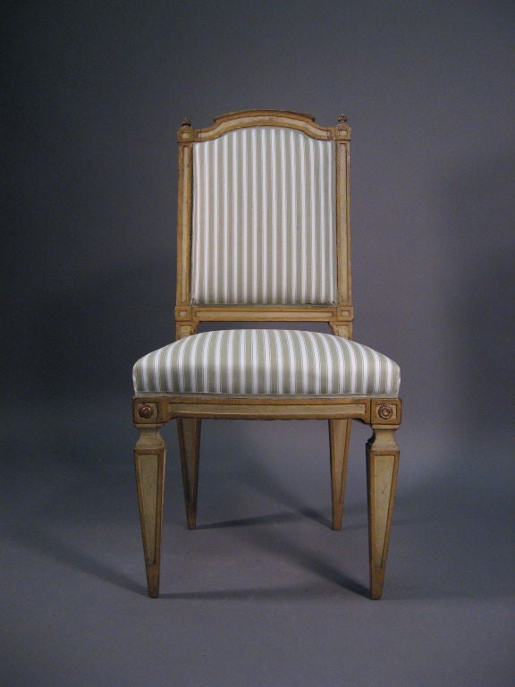 Italian Set of 8 Neoclassical Painted Dining Chairs, Italy, c. 1790