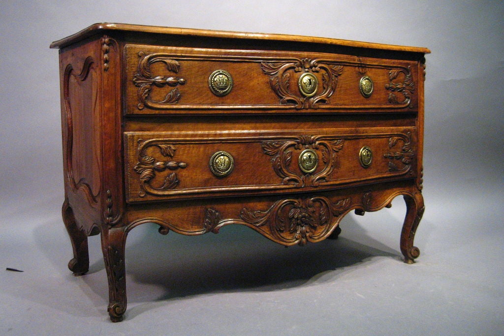 French Louis XV Period Serpentine Commode in Walnut, France c. 1750