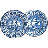 Antique Pair Large Kangxi-period Porcelain Chargers, c. 1710