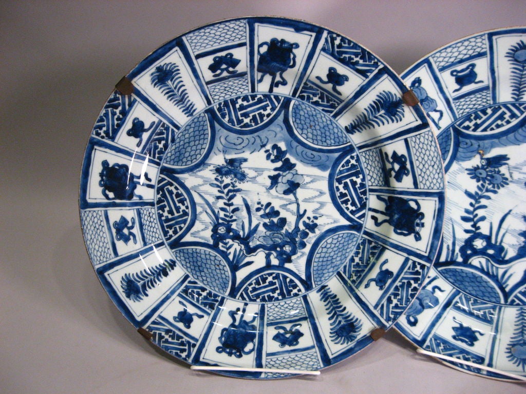 Pair Large Kangxi-period Porcelain Chargers, c. 1710