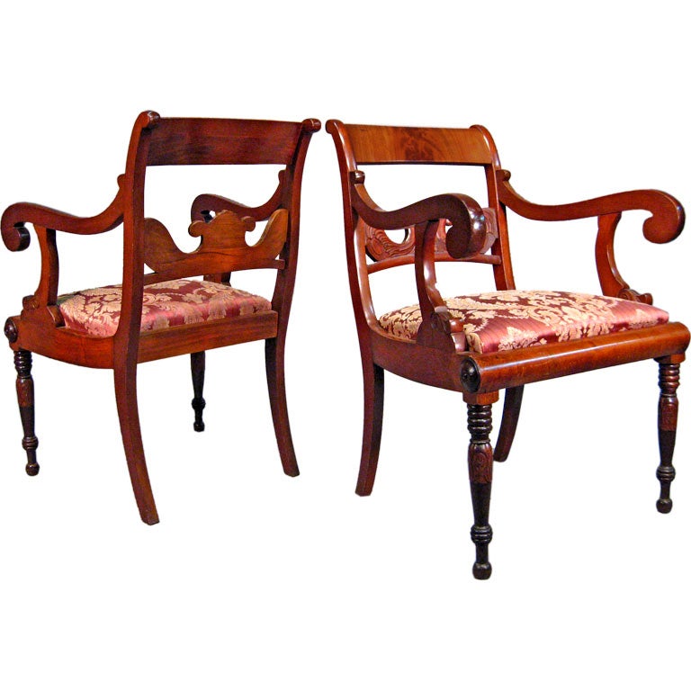 Austrian Armchairs in Mahogany, circa 1830 For Sale