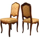 Antique Pair of Petite Italian Side Chairs in Walnut, c. 1750