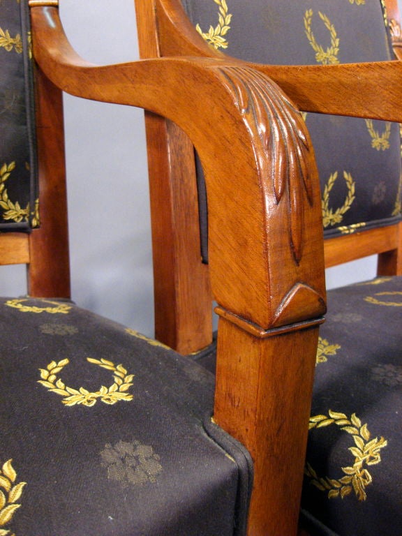 Pair of Empire design Fauteuils in Mahogany, France, circa 1880 For Sale 1