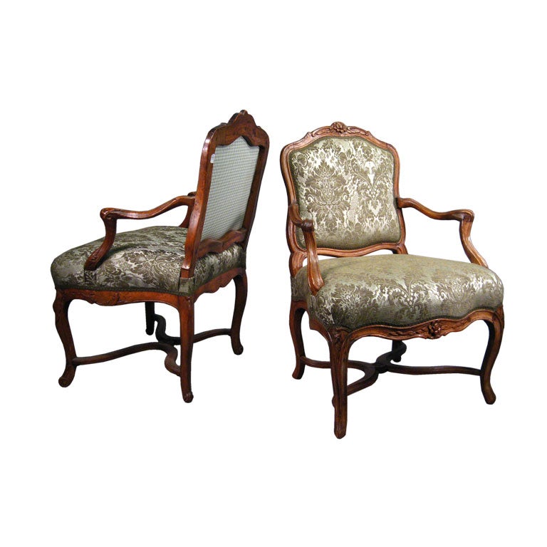 Matched Pair Regence-period Armchairs in Walnut, France c. 1730