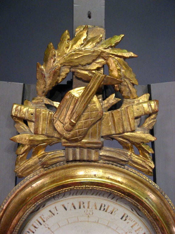Louis XVI period Gilt-wood Crested Barometer, France c. 1790