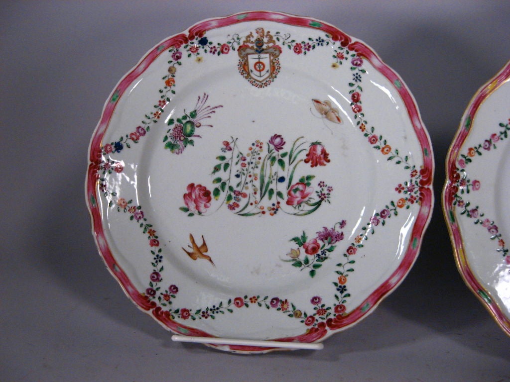 Pair Armorial Porcelain Plates, Jingdezhen, China, c. 1775