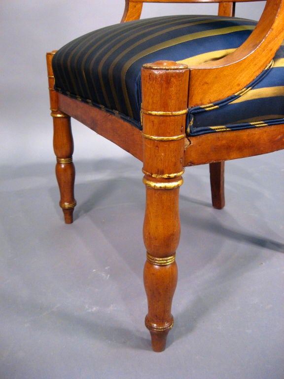 Empire Fauteuil de Bureau in Walnut with Gilt Accents, c. 1830 1