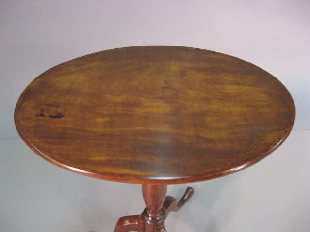 18th Century and Earlier Oval Tilt-top Candlestand in Mahogany, New England, c. 1800