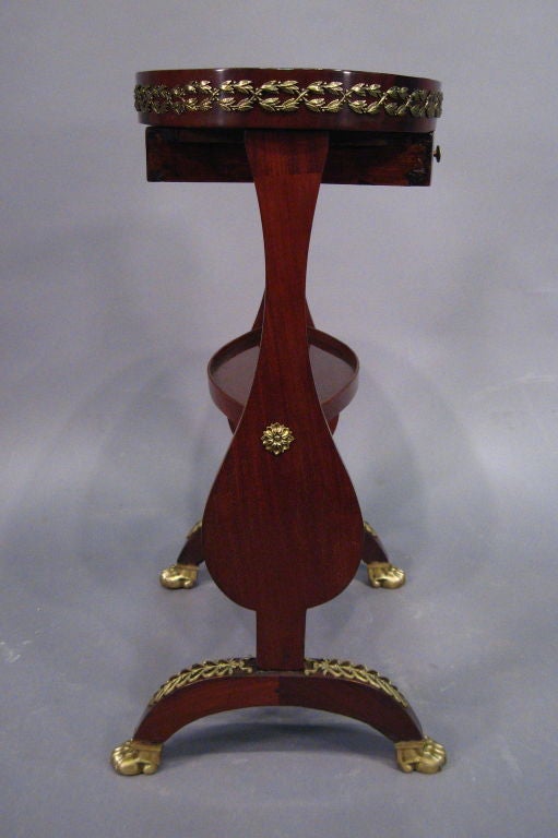 Turned Ormolu-Mounted vide-poche Table in Mahogany, France, c. 1820