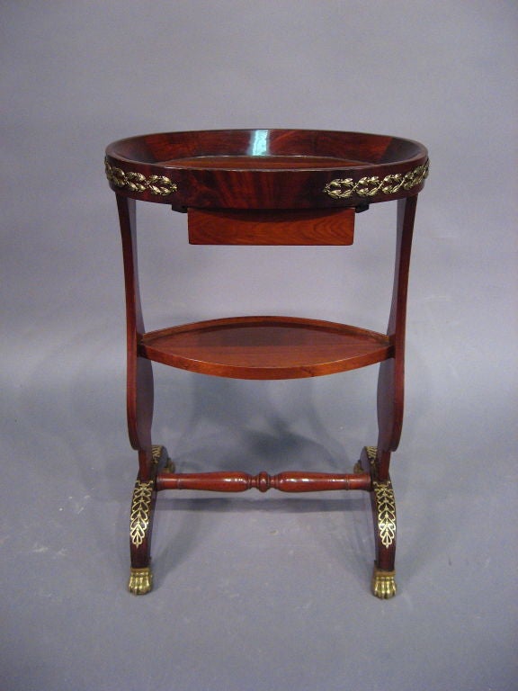 French Ormolu-Mounted vide-poche Table in Mahogany, France, c. 1820