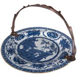 Blue & White "Bajixiang" Dish with European Sterling Handle