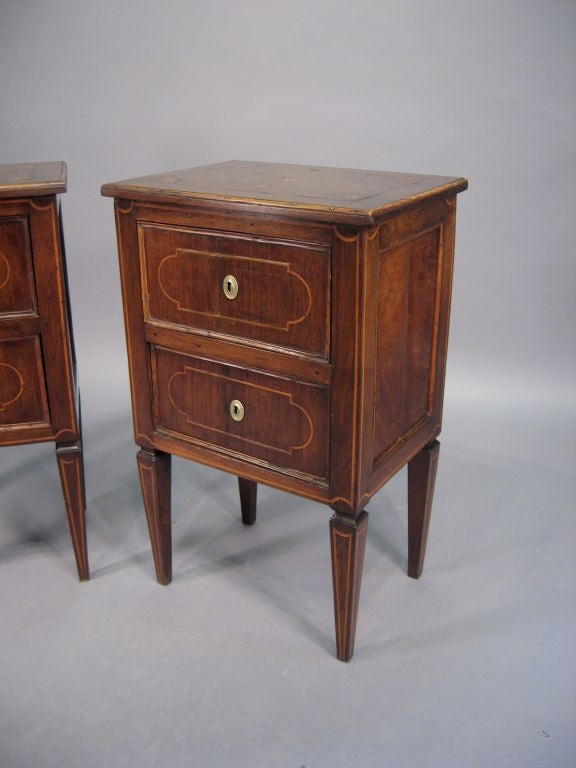Pair Neoclassical Commodini in Walnut, Italy, c. 1795
