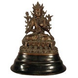 Bronze Bohdisattva on Wooden Base, 19th Century