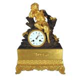 Directoire Style Gilt & Patinated Bronze Mantle Clock, c. 1860