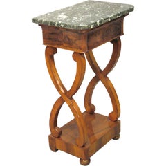 Petite Empire Period Table in Walnut and Marble, circa 1820