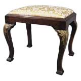 Antique George I Period Walnut & Parcel-Gilt Stool, England c. 1730