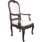 Antique Italian Fauteuil in Carved Walnut, c. 1750