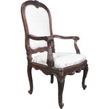 Italian Fauteuil in Carved Walnut, c. 1750