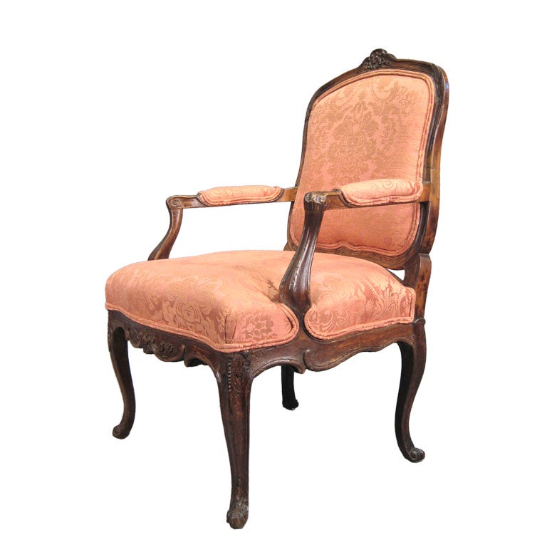 Louis XV Style Fauteuil in Walnut, France, c. 1850