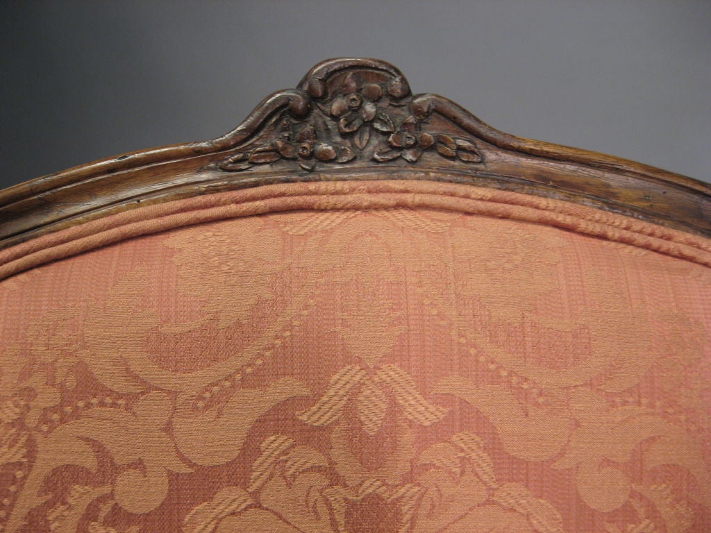 Upholstery Louis XV Style Fauteuil in Walnut, France, c. 1850