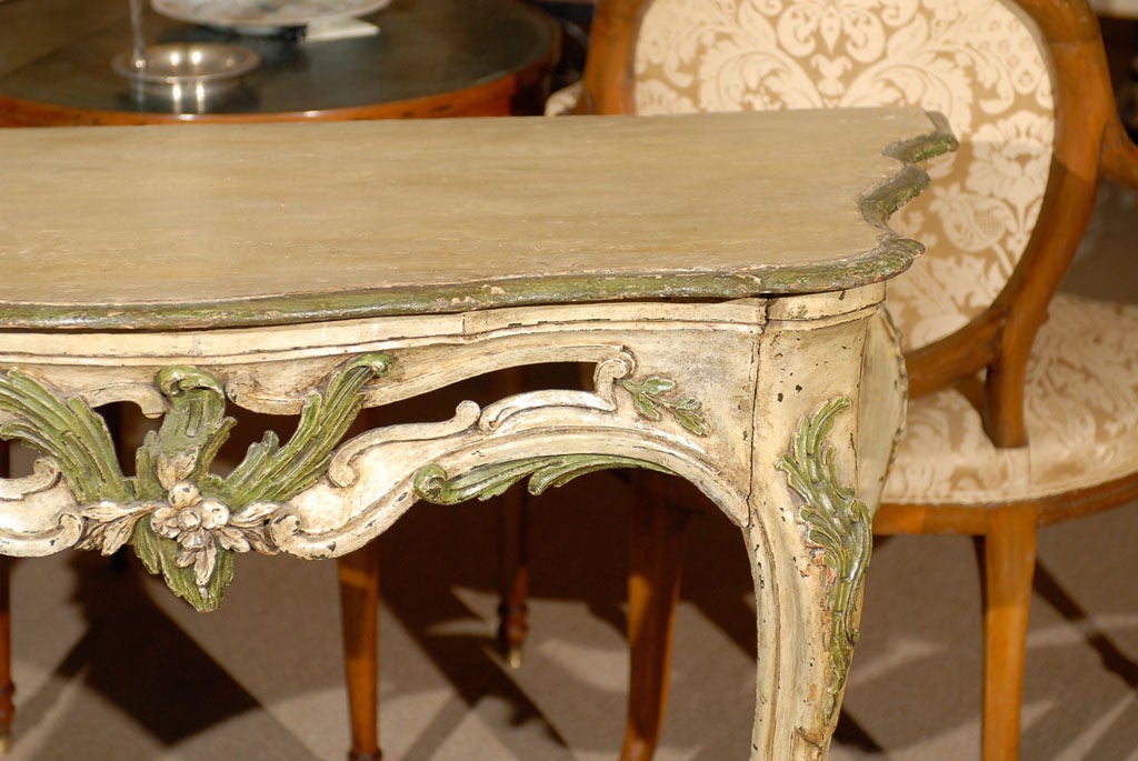 Mid 18th Century Rococo Polychrome Painted Console, Italy In Good Condition In Atlanta, GA