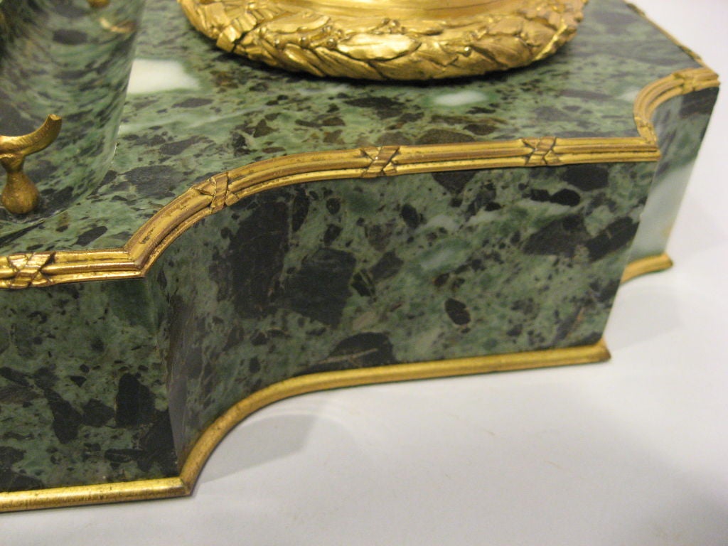 Empire Gilt-Bronze & Variegated Green Marble Desk Set, c.1820 For Sale 3