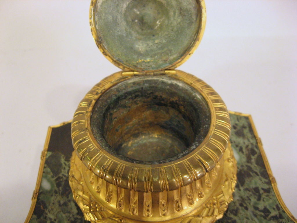 Empire Gilt-Bronze & Variegated Green Marble Desk Set, c.1820 For Sale 1