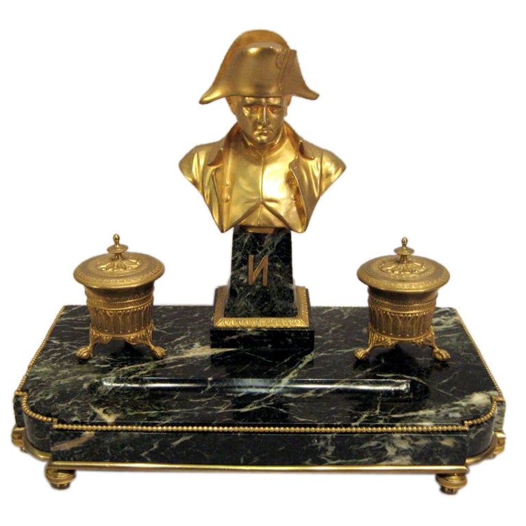 19th Century Bronze Dore Napolean Ink Well, France. For Sale