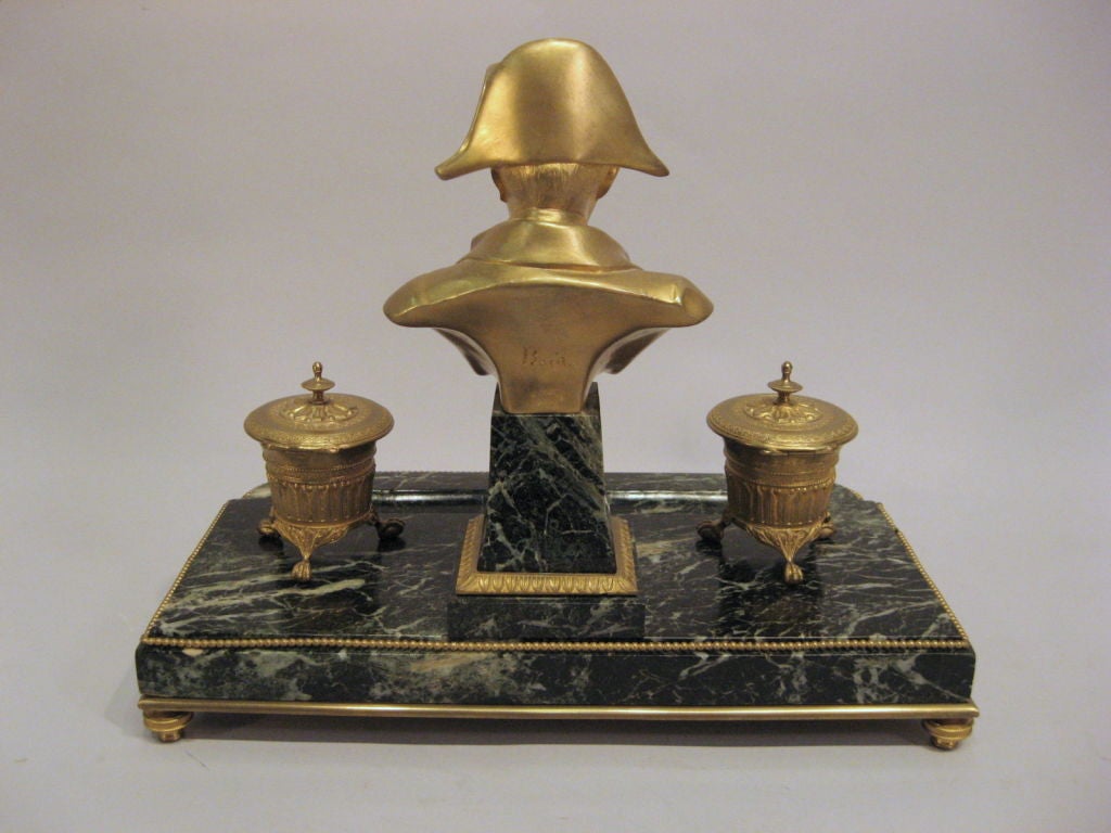 French 19th Century Bronze Dore Napolean Ink Well, France. For Sale