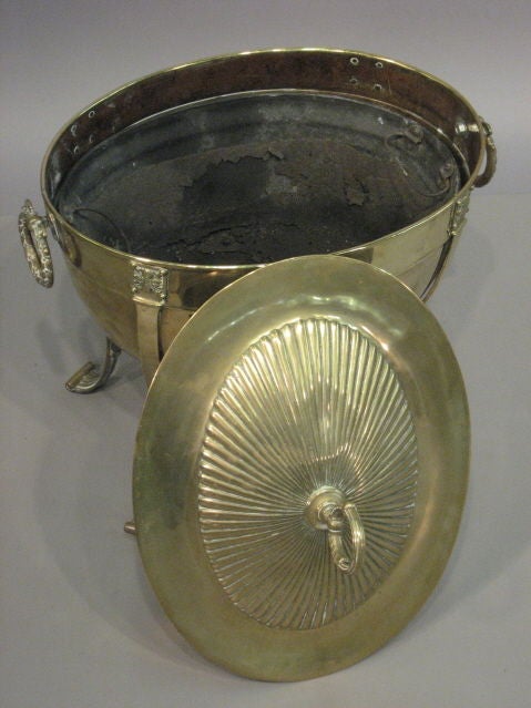 English Geroge III Brass Coal Hod With Lid & Liner, ca.1810