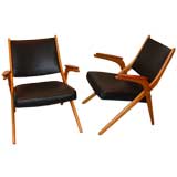 Pair of Danish Biomorphic Scissor Chairs