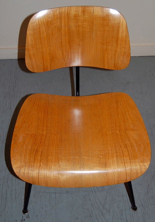 20th Century Black Frame Eames Dining Chair DCM