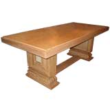 French 1940's Library/Dining Table With Travertine Top
