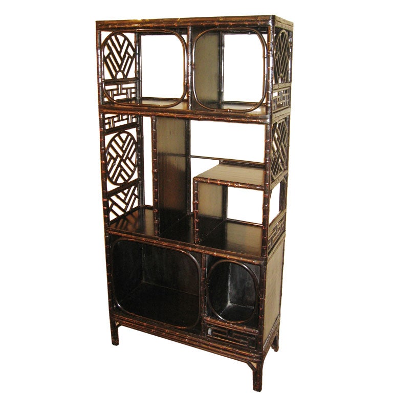 Chinese Bamboo Etegere/Bookcase