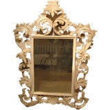 Antique Large Italian Baroque Mirror In Carved Pine