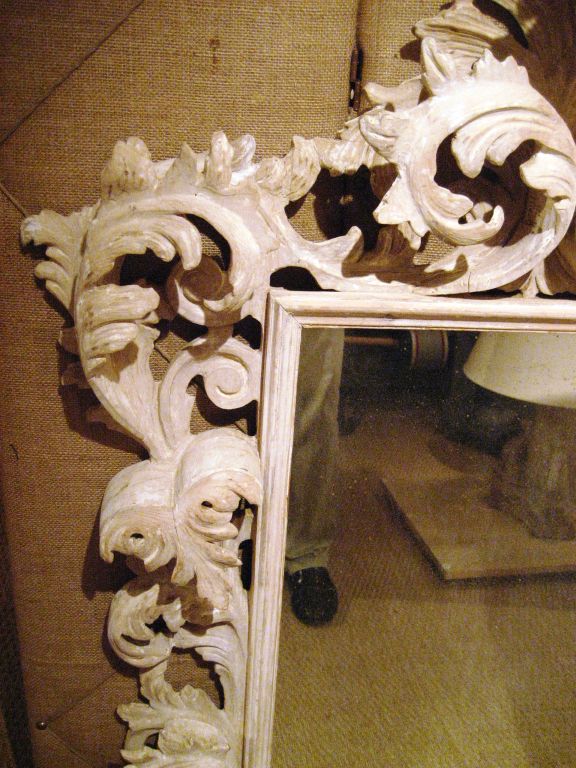 Large Italian Baroque Mirror In Carved Pine