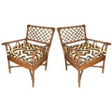 Pair Of Regency Style Wicker Armchairs, 19th Century