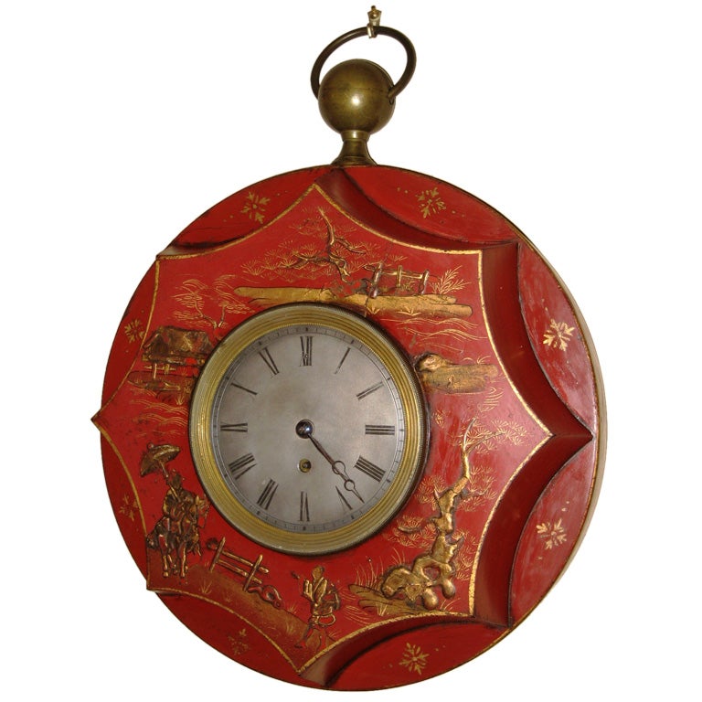 Empire Period Chinoiserie Decorated Wall Clock