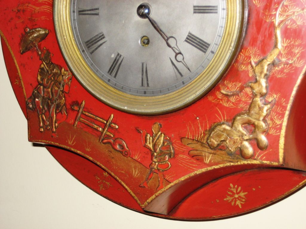 French Empire Period Chinoiserie Decorated Wall Clock