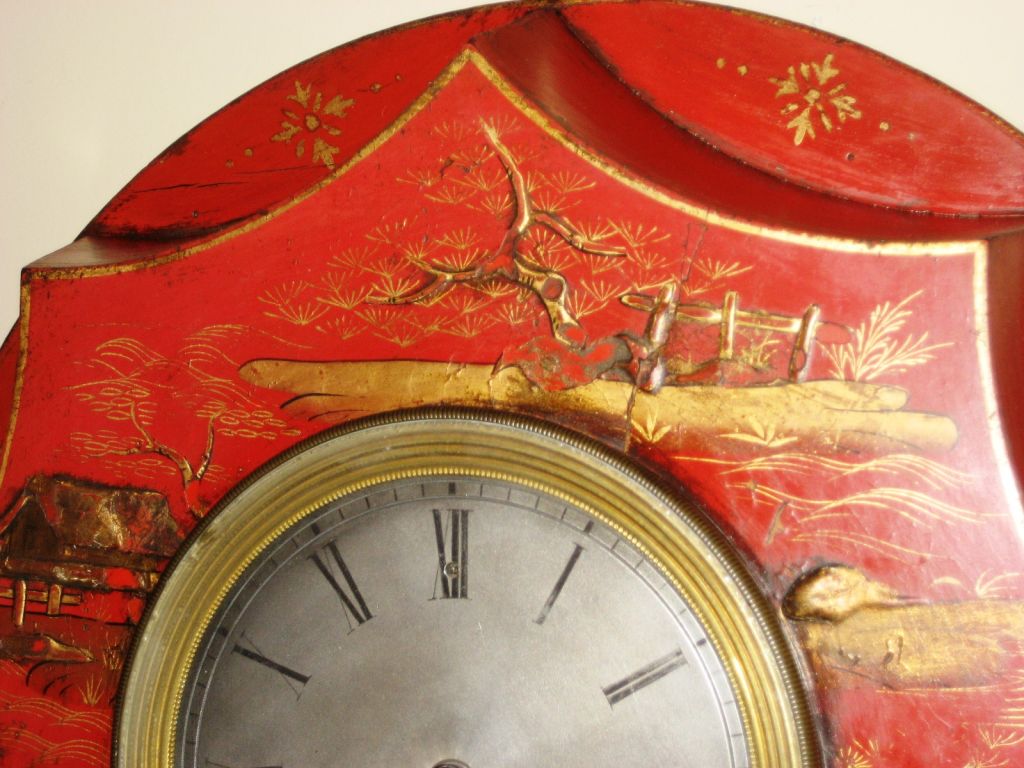 Painted Empire Period Chinoiserie Decorated Wall Clock